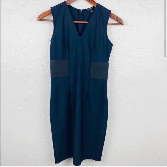 Ann Taylor Navy Sheath Dress w Black Waist Detail - Picture 2 of 5